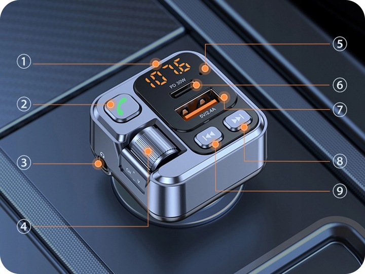 TRANSMITER BLUETOOTH SAMOCHODOWY AUDIO FM MP3 BT SZYBKA ŁADOWARKA USB