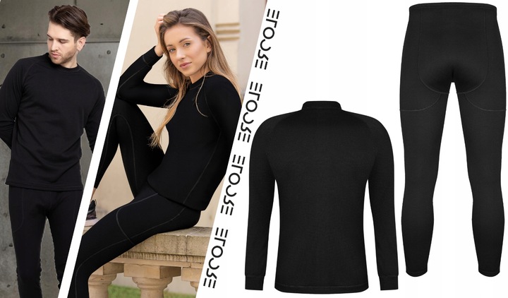 BIELIZNA TERMOAKTYWNA DAMSKA S MĘSKA KOMPLET ODDYCHAJĄCA CIEPŁA Z MESZKIEM