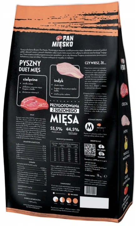 Pan Mięsko Cielęcina z Indykiem 9kg chrupki M