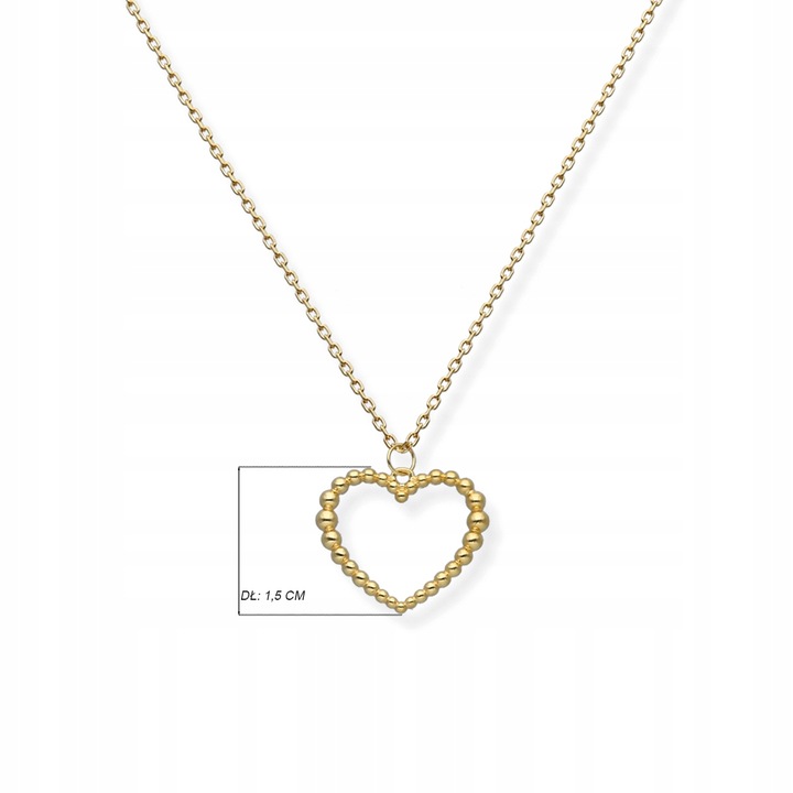 NASZYJNIK SREBRNY POZŁACANY Z MAŁYM SERCEM