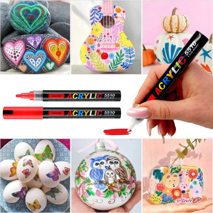 MARKERY AKRYLOWE ZESTAW 24 SZT Pisaki Flamastry Mazaki WODOODPORNE Z FARBĄ