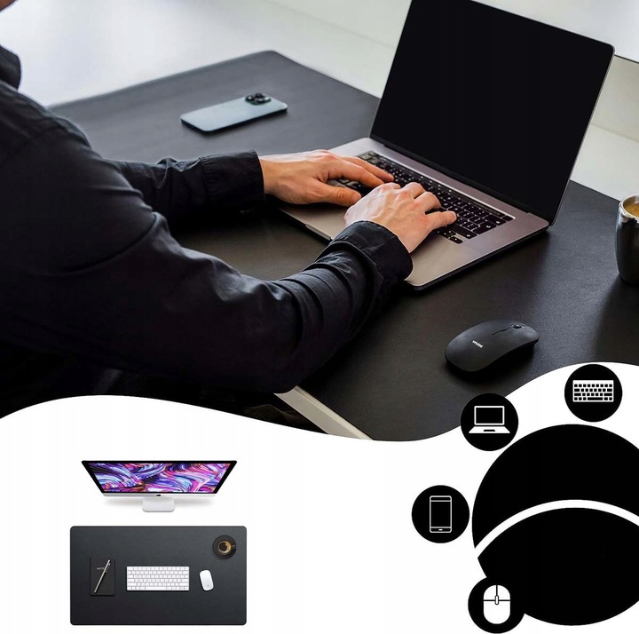 PODKŁADKA POD MYSZ GAMINGOWA NA BIURKO DUŻA 120*60 CM SKÓRA PU