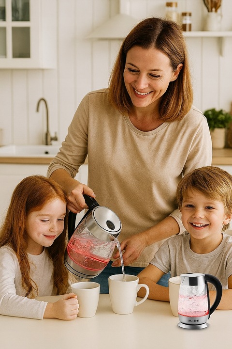 CZAJNIK ELEKTRYCZNY BEZPRZEWODOWY SZKLANY Regulacja Temp °C 1,8l 2200W