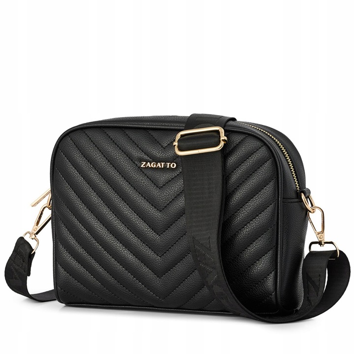Torebka damska ekoskóra crossbody pikowana V szeroki pasek na ramię ZAGATTO