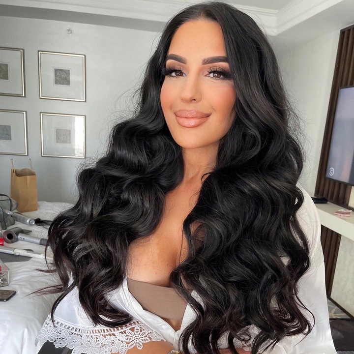 PERUKA DŁUGIE WŁOSY CZARNE KRUCZE FALE BRUNETKA SYNTETYCZNE damskie 70 cm