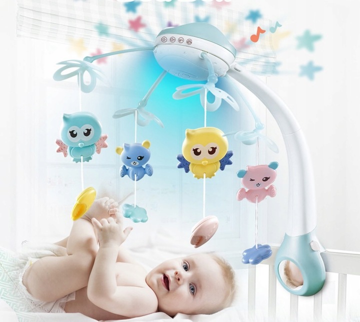 MUZYCZNA KARUZELA KARUZELKA DO ŁÓZECZKA PROJEKTOR Z PILOTEM 500 MELODII