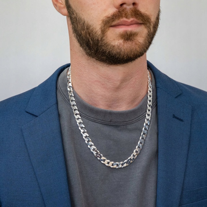 Łańcuszek SREBRO pr.925 Męski Srebrny 9mm GRUBY WŁOSKI Łańcuch Diamentowany