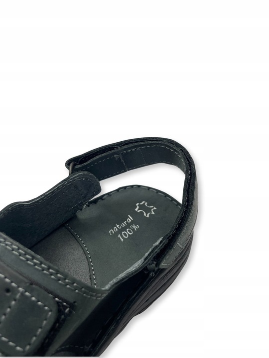 SANDAŁY MĘSKIE SKÓRZANE OBUWIE BUTY NA RZEPY SKÓRA BYDLĘCA + GRATIS ŁYŻKA