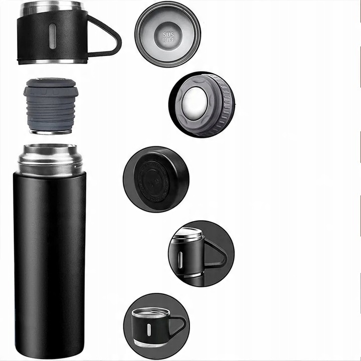 ELEGANCKI TERMOS PRÓŻNIOWY Z KUBKIEM PREZENT DLA MĘŻCZYZNY 3 KUBKI + TORBA