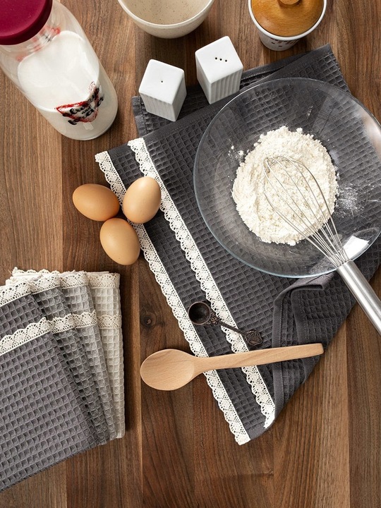 Komplet 5 ściereczki waflowe kuchenne 40x60 zestaw bawełna gipiura V3