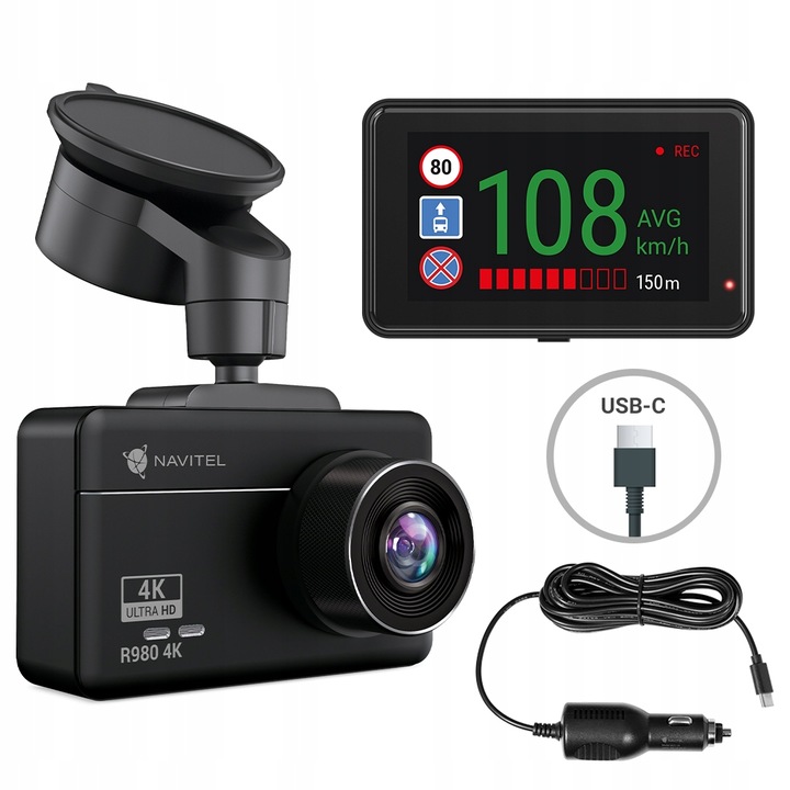 Wideorejestrator NAVITEL R980 4K - Moduł WIFI, Superkondensator, GPS