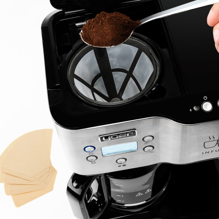 Ekspres przelewowy kawy 2w1 Yoer 1900W +Dystrybutor wody na herbatę +Timer