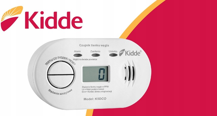 CZUJNIK CZADU Kidde K5DCO WYŚWIETLACZ LCD 10 LAT