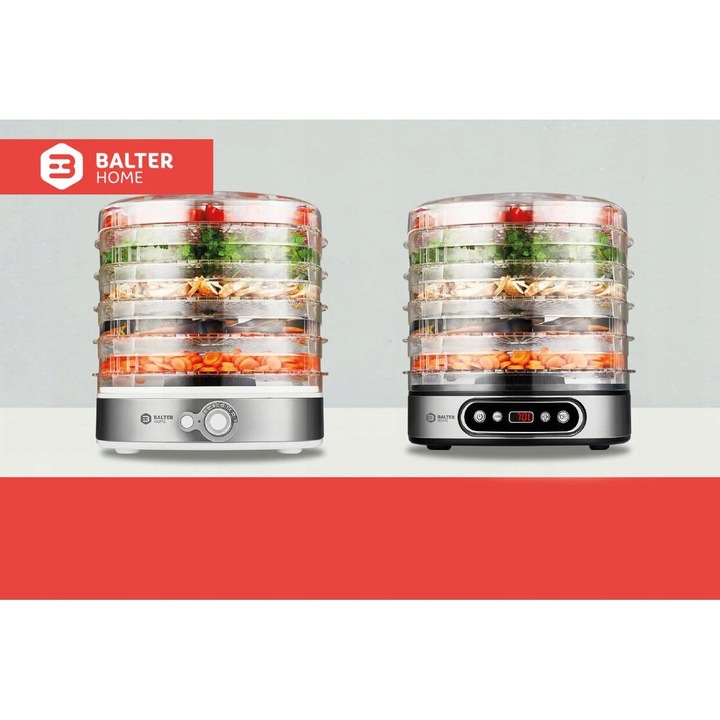 SUSZARKA SPOŻYWCZA GRZYBY WARZYWA OWOCE ZIOŁA 5 POZIOMÓW BALTER HOME 380 W