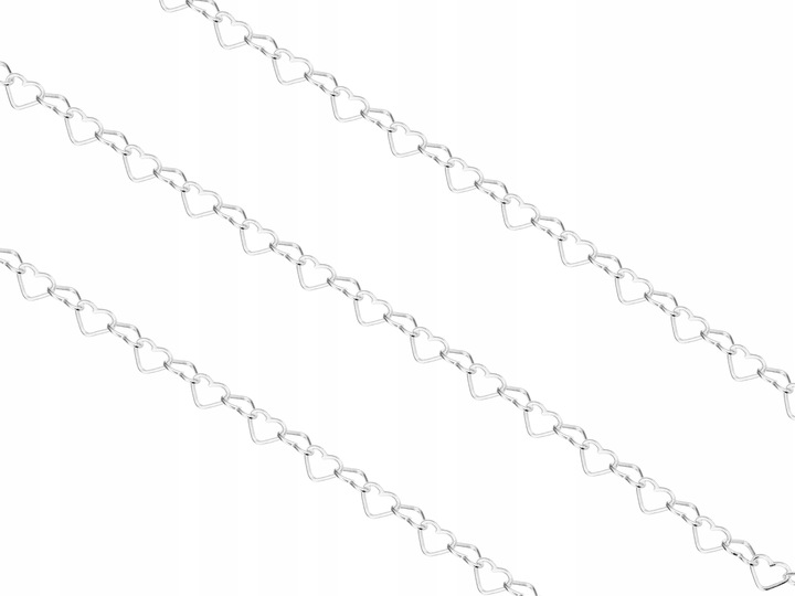 Krótki Srebrny Damski Łańcuszek Serduszka Serce 3,5mm Szeroki Srebro 42 cm