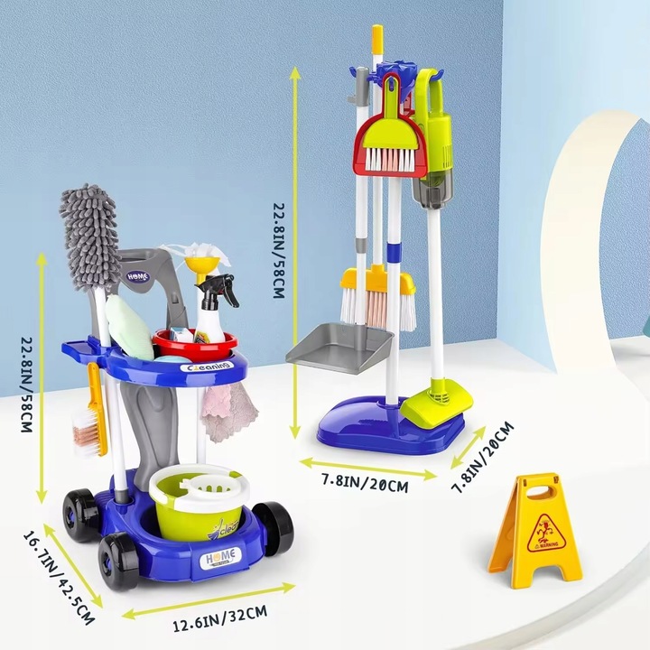 WÓZEK ODKURZACZ DUŻY ZESTAW DO SPRZĄTANIA MOP MATADI 29 AKC. DLA DZIECI