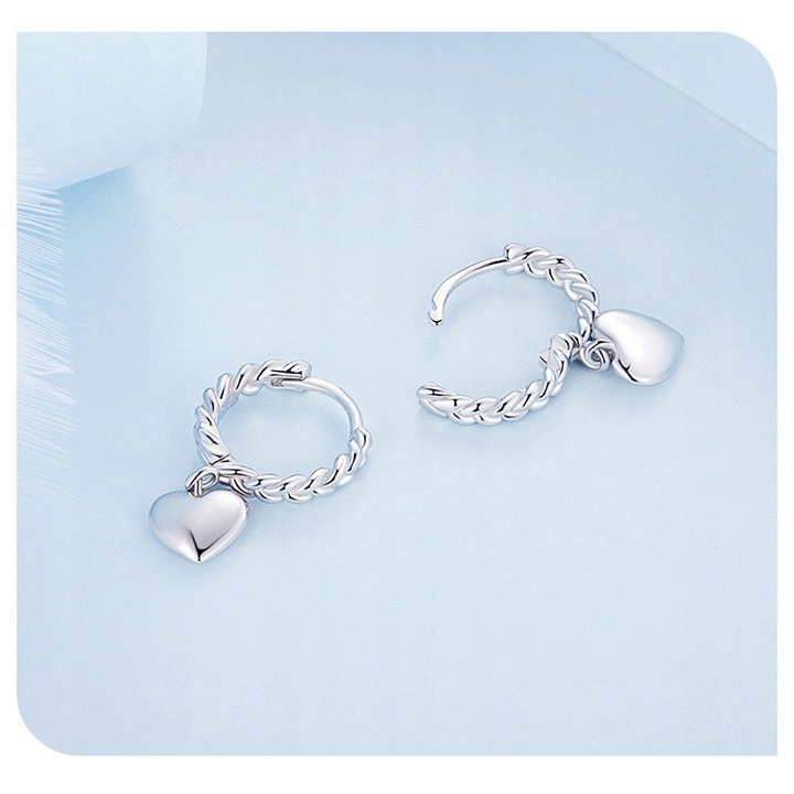 KOLCZYKI SREBRNE PRÓBA 925 WISZĄCE Serca KOŁA SREBRO Angielskie Zapiecie