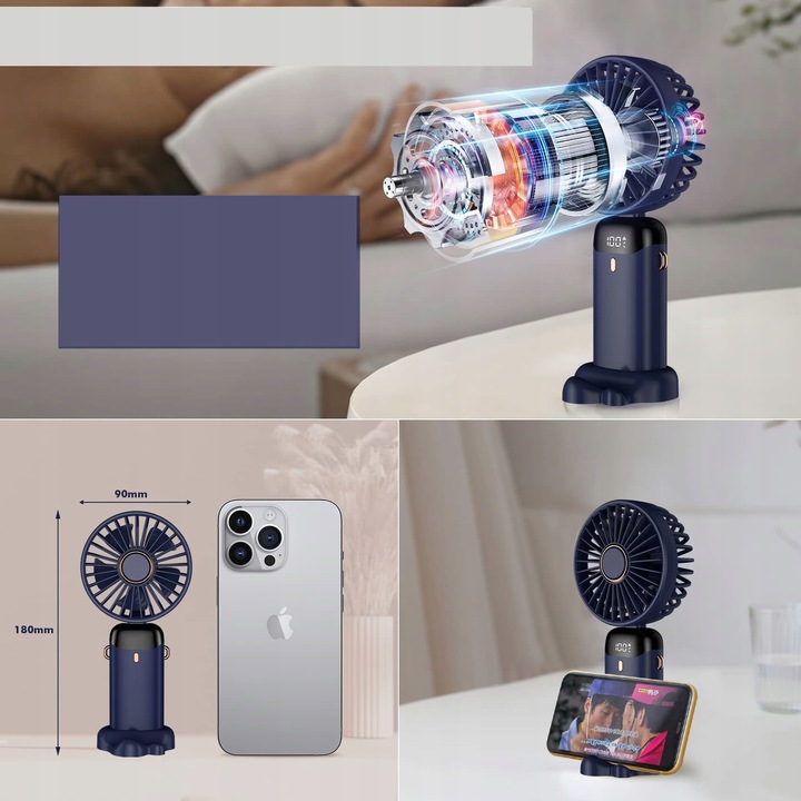 WENTYLATOR RĘCZNY PRZENOŚNY MINI WENTYLATOR Z AKUMULATOR 3000 MAH W PODRÓŻY