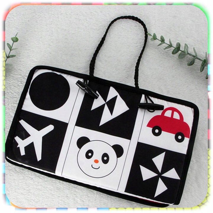 KSIĄŻECZKA KONTRASTOWA DLA NIEMOWLĄT Z Lusterkiem Sensoryczna Składana 0+