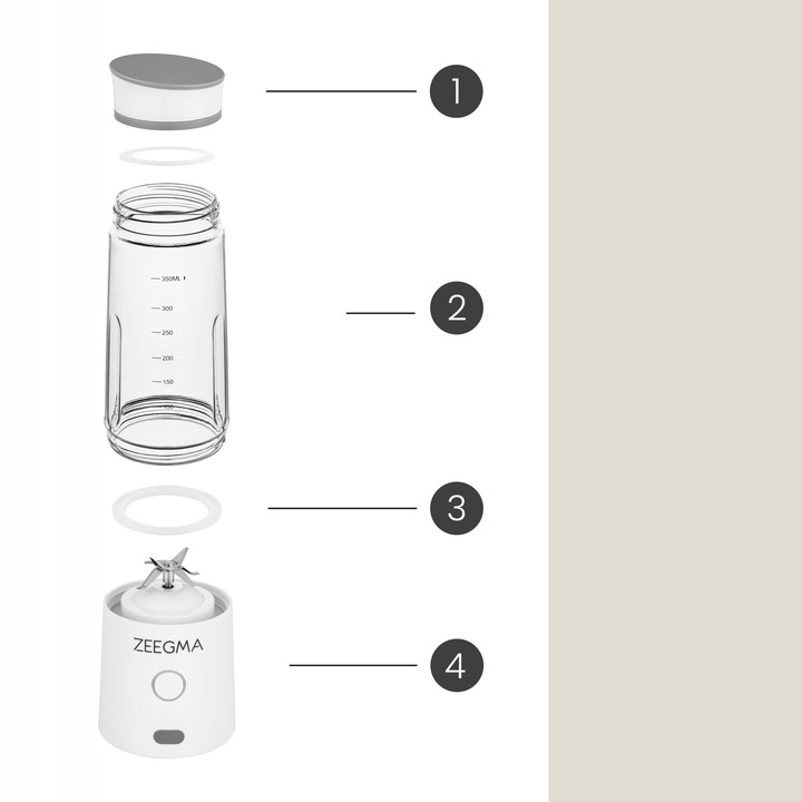 BLENDER BEZPRZEWODOWY KIELICHOWY 450ml 300W BIAŁY zabierz ze sobą! Zeegma