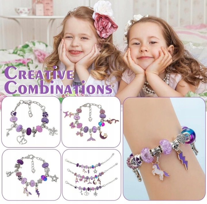 ZESTAW DO ROBIENIA NASZYJNIKÓW BRANSOLETEK KREATYWNY PREZENT DLA DZIECI