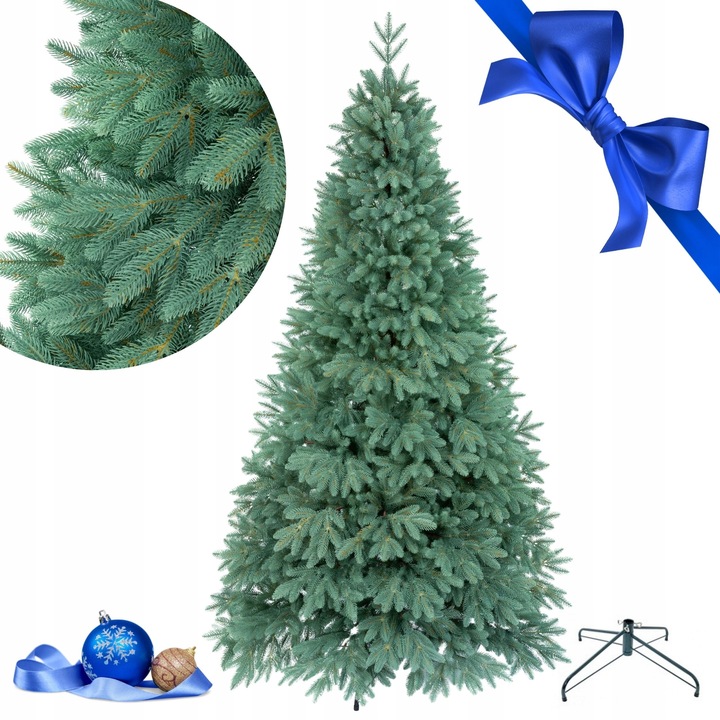 Ekskluzywna Sztuczna Choinka 100% PE 3D ŚWIERK SILVER sky 180 cm LUX