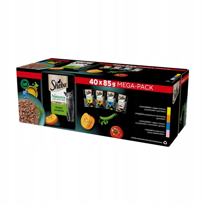 MOKRA KARMA SHEBA NATURE'S DLA KOTA WYBÓR SMAKÓW W SOSIE SASZETKI 40X85G