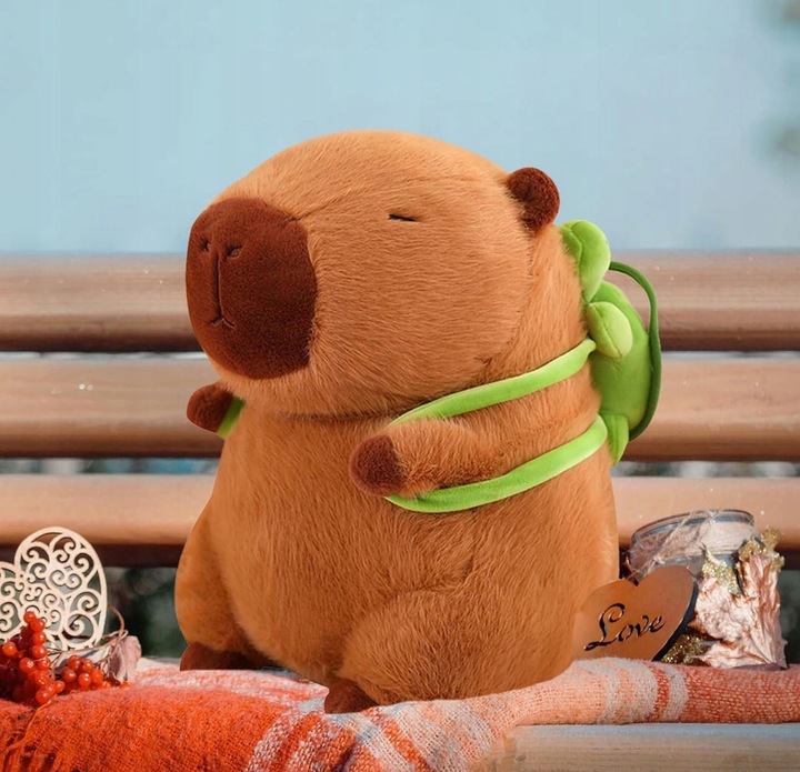 KAPIBARA PLUSZOWA MASKOTKA 55 CM ZABAWKA Z PLECAKIEM ŻÓŁWIK MIĘKKA PLUSZAK