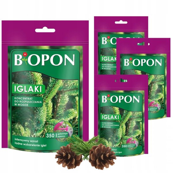 BOPON Nawóz Do Iglaków Koncentrat Rozpuszczany w Wodzie 350 g x 4 sztuki