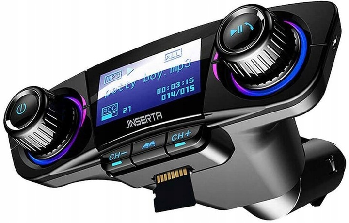 TRANSMITER FM BLUETOOTH 5.0 SD ŁADOWARKA USB LCD