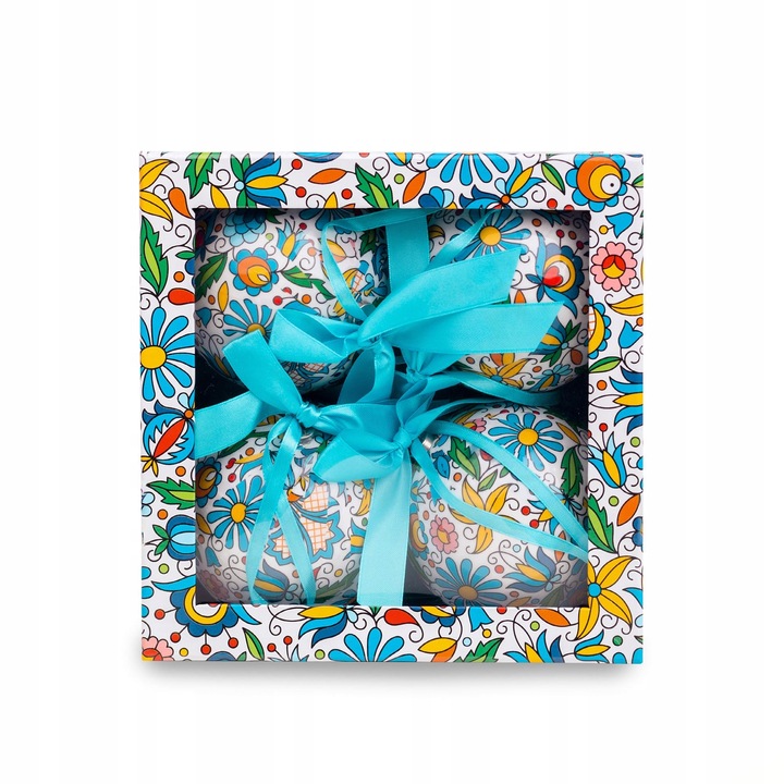 Bombki choinkowe w pudełku Folkstar wzór kaszubski nietłukące się 4szt