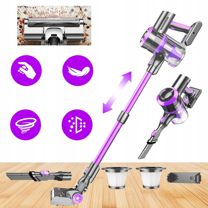 ODKURZACZ AKUMULATOROWY PIONOWY RĘCZNY BEZPRZEWODOWY 400W 4W1 30kPa DO DOMU