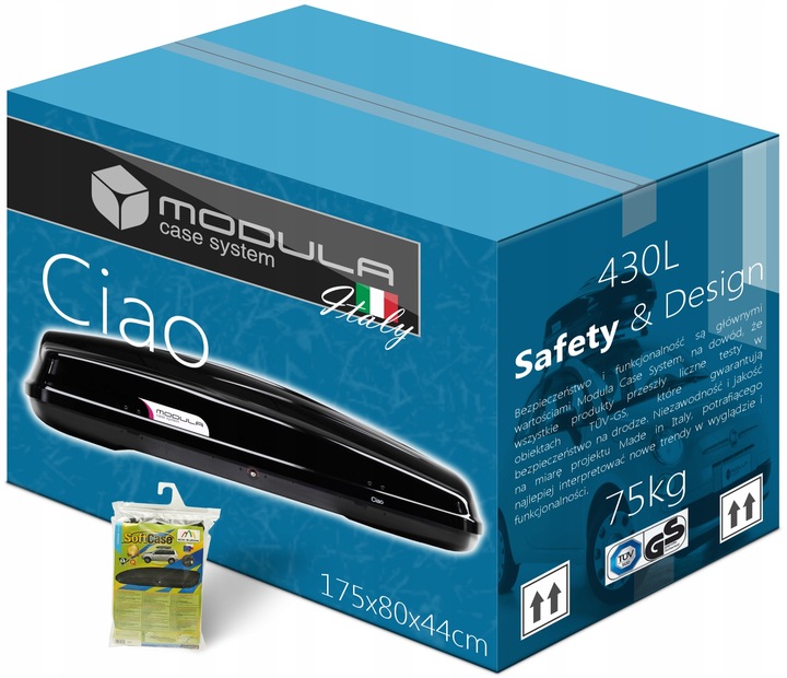 BOX DACHOWY BAGAŻNIK MODULA CIAO 430LCZARNY BOXY SOSNOWIEC