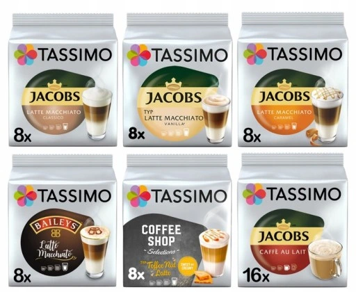 Kapsułki Tassimo zestaw kawy mleczne, 5+1 opakowanie GRATIS!