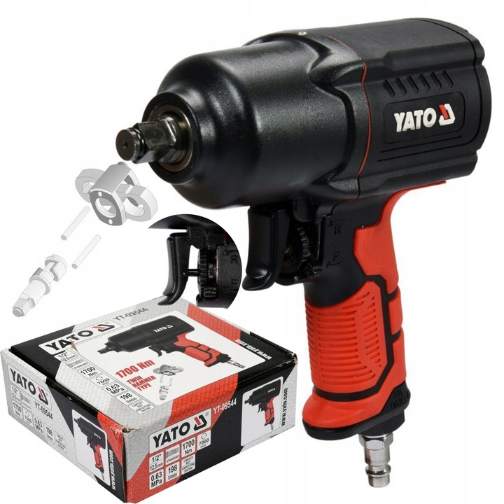 YATO KLUCZ PNEUMATYCZNY UDAROWY DO KÓŁ 1/2 1700Nm KOMPOZYTOWY YT-09544
