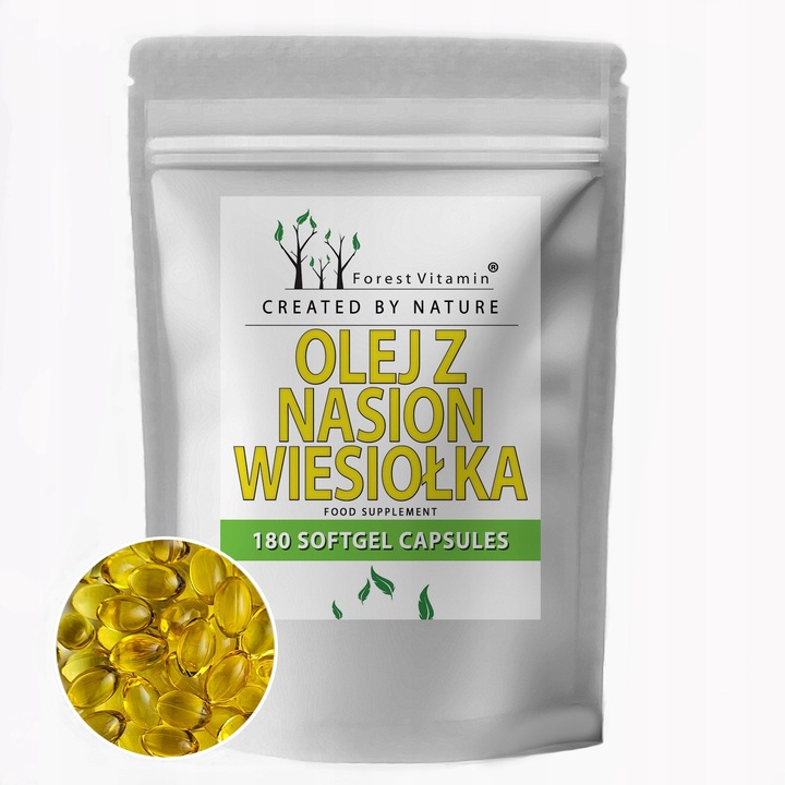 MOCNY OLEJ Z NASION WIESIOŁKA GLA 9% LA 85% + WITAMINA E 180 kapsułek