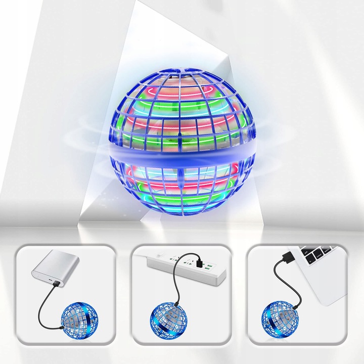 LATAJĄCA PIŁKA LATAJĄCA BOOMERANG SPINNER KULA STEROWANY RĘKĄ LED