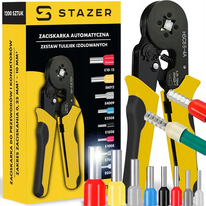 ZACISKARKA DO TULEJEK KONEKTORÓW PRZEWODÓW ZESTAW PRASKA + 1200 SZT TULEJKA