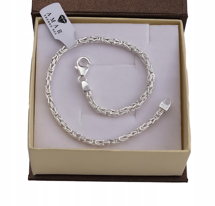 SREBRNA PEŁNA BRANSOLETKA MĘSKA SPLOT KRÓLEWSKI PR. 925 + GRAWER GRATIS