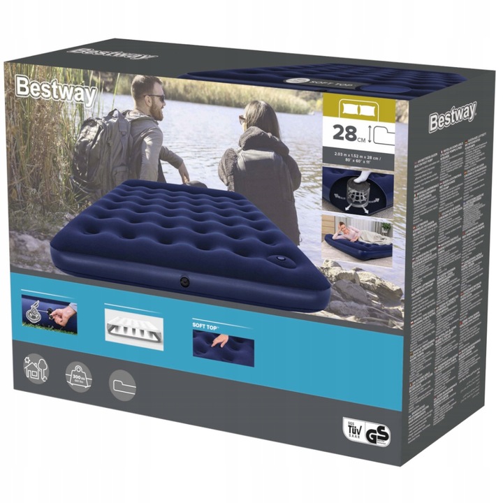 MATERAC DMUCHANY DWUOSOBOWY BESTWAY z pompką ŁÓŻKO TURYSTYCZNE 203 x 152CM