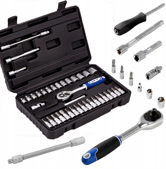 ZESTAW KLUCZY NASADOWYCH NASADKI TORX BITY 38 1/4" KLUCZE NASADOWE