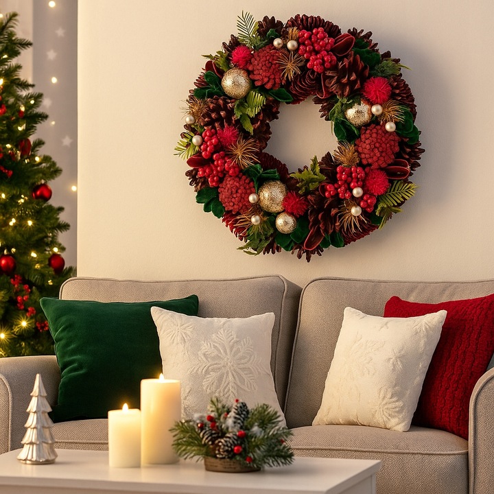 Wianek na drzwi świąteczny stroik wieniec Boże Narodzenie Altom Design 30cm