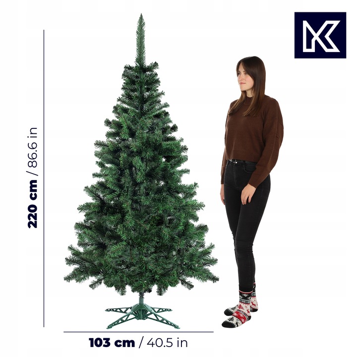 CHOINKA SZTUCZNA JAK ŻYWA 220 cm SOSNA ŚWIERK JODŁA GĘSTA PREMIUM + STOJAK