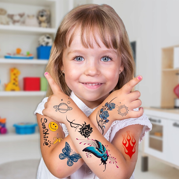 ZESTAW DO ROBIENIA TATUAŻY DUŻY BROKATOWE TATUAŻE ZMYWALNE SZABLONY DIY