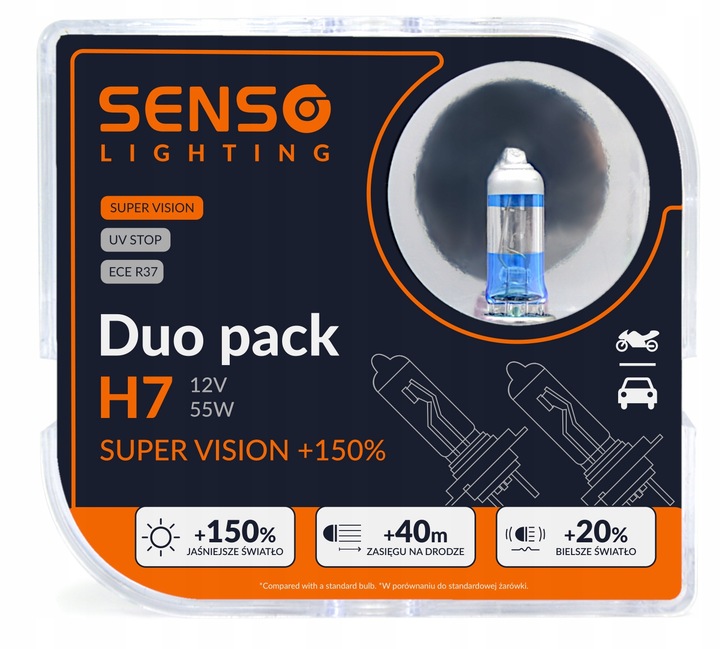 ŻARÓWKI SENSO SUPER VISION 2x H7 DUO +150%