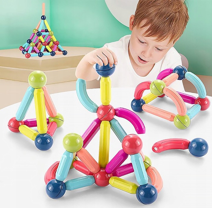 KLOCKI MAGNETYCZNE KONSTRUKCYJNE EDUKACYJNE MAGNETIC STICKS DLA DZIECI 98EL