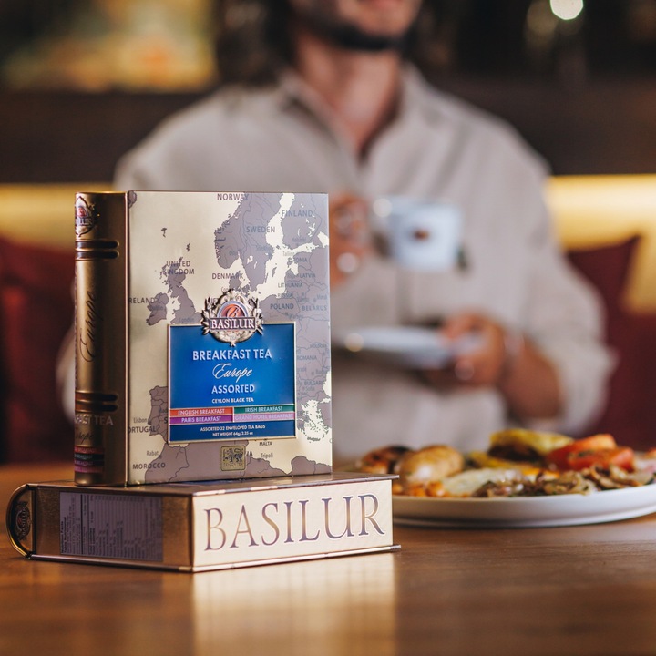 Basilur BREAKFAST EUROPE zestaw herbat 4 SMAKI na PREZENT puszka - 32 szt.