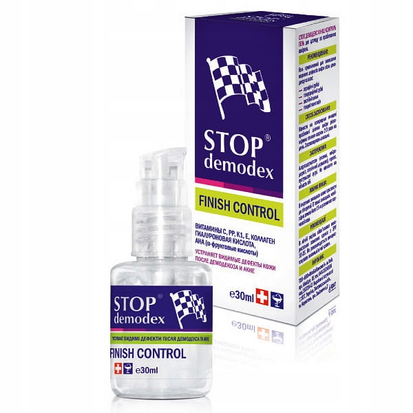ŻEL DO TWARZY Finish Control STOP DEMODEX Demodekoza Nużyca Trądzik 30ml