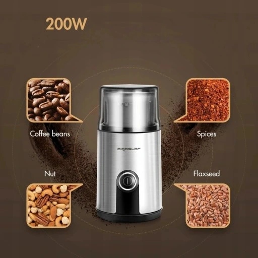Aigostar Kompaktowy młynek elektryczny 200W do kawy orzechów ziaren