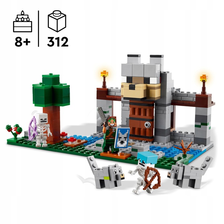 LEGO Minecraft 21261 Wilcza Twierdza Zamek Treser Wilków 2x Szkielet 2xWilk